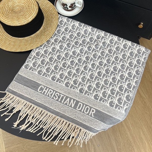 Dior Gray Patterned Men's Scarf - Picture 1 of 3